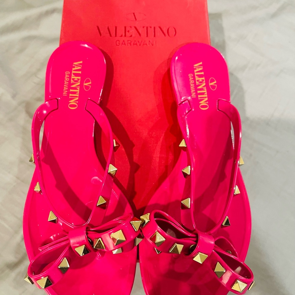 Valentino Garavani Fuchsia Studded Sandals